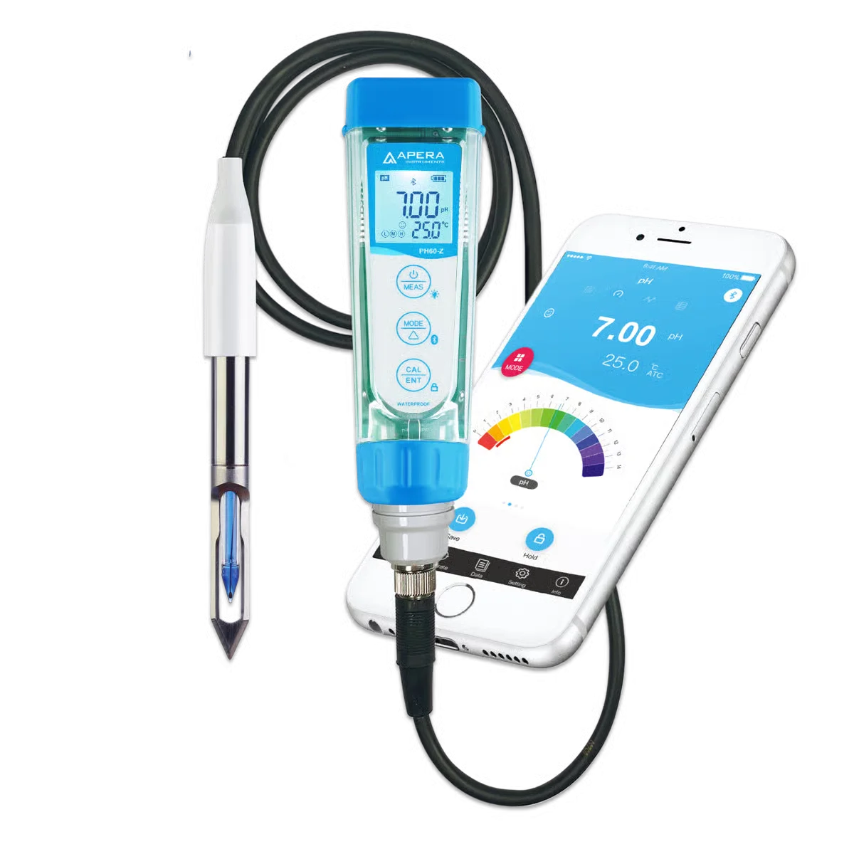 PH60Z-MT Smart pH Tester Kit for Fresh or Frozen Meats with LabSen 765 Blade Spear ATC pH Electrode